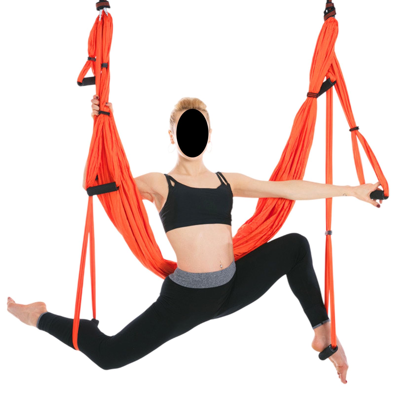 Vttui Aerial Yoga Swing Sling, Trapeze Inversion Equipment Set, Ultra Strong Antigravity Yoga, Include 2 Extensions Straps and Ceiling Mounting Kit(Color:Orange)
