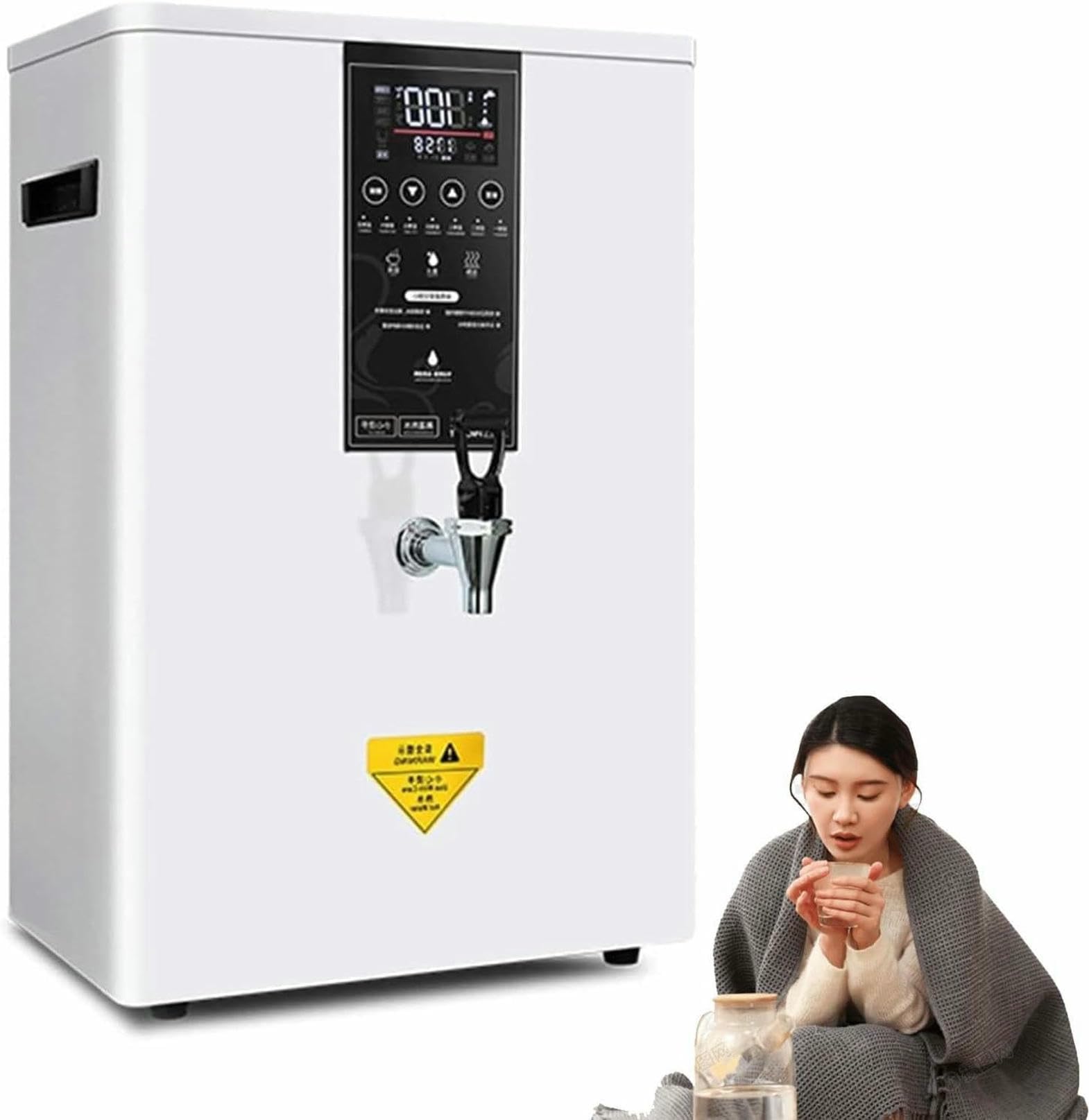 LYDZUSDP Wall-Mounted Boiler with LCD Display,Instant Hot Water Dispenser 3000W Commercial Water Heater for Coffee Shops,Bars,Milk Tea Shops(White 60L)