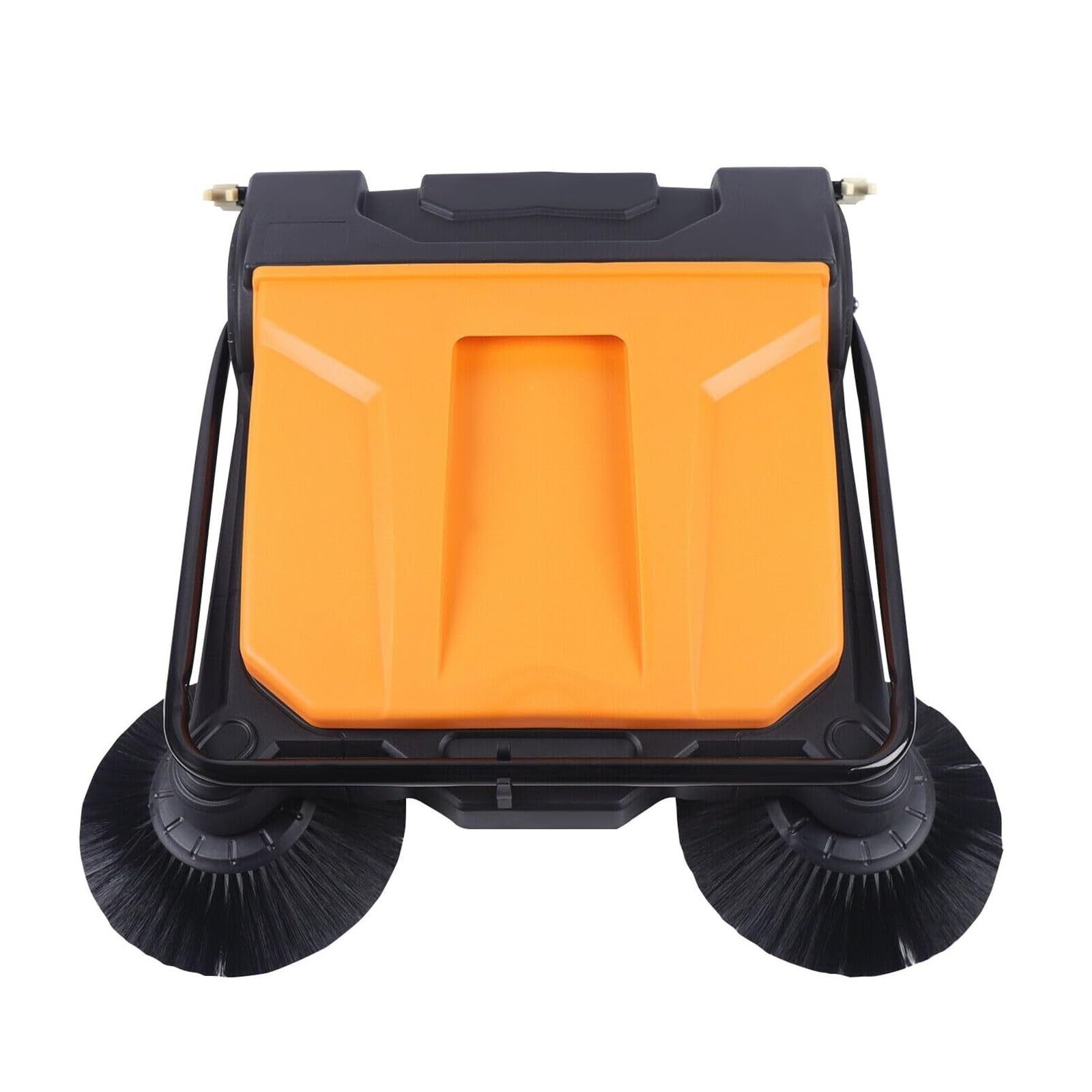 Barredora comercial de pisos, máquina de limpieza manual con caja de polvo de 15 L, ancho de barrido de 26.8 pulgadas, diseño plegable para pasillos, patios, garajes y aeropuertos