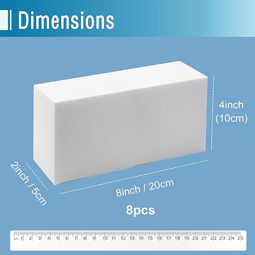 Miniatura 2 de Pllieay Paquete de 8 bloques de espuma para manualidades de 8 x 4 x 2 pulgadas, tablero de espuma blanca para manualidades, bloques cuadrados de