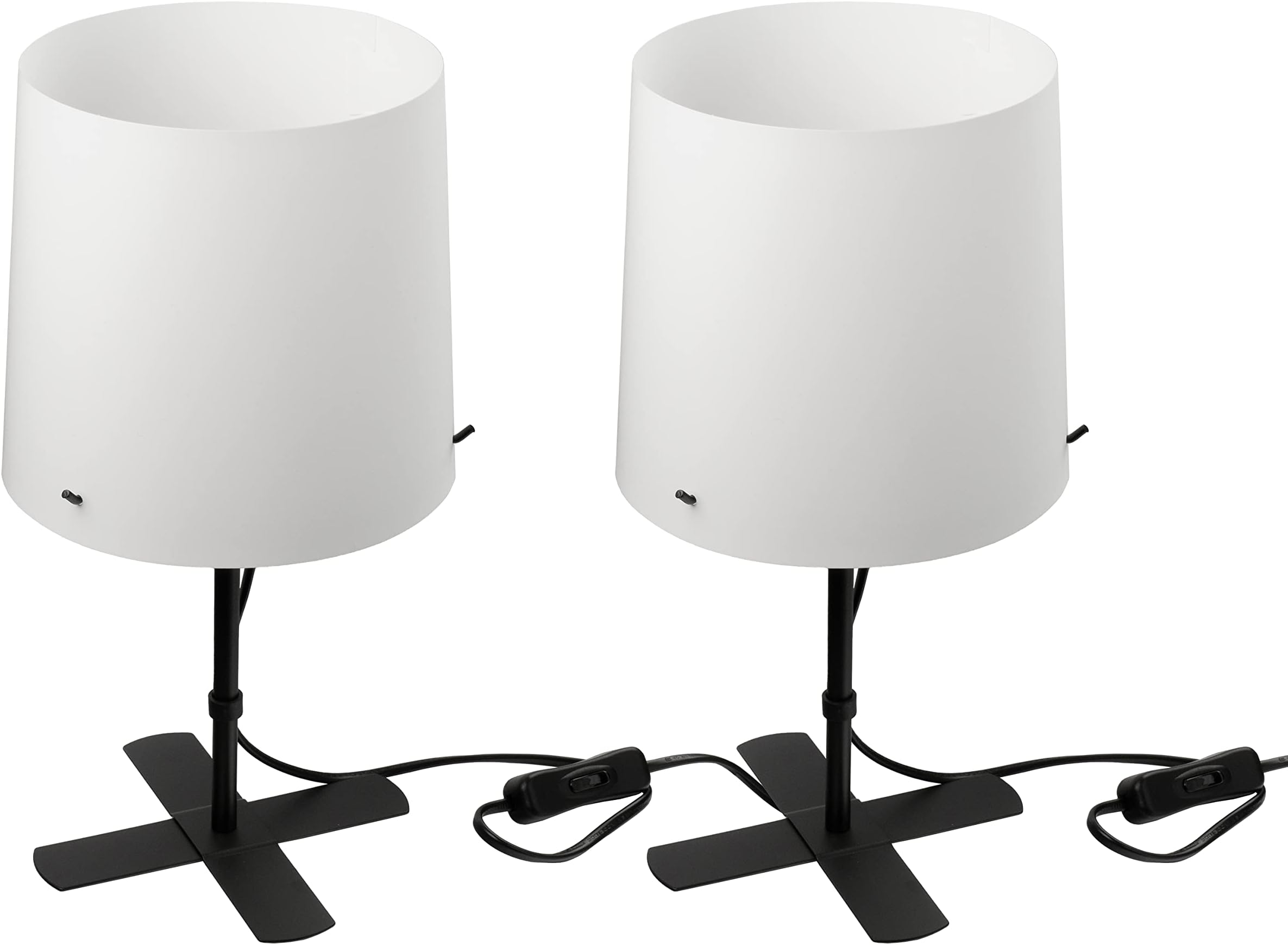 BARLAST Basic Table Lamps with Shades, Black/White, In-Line Switch, UK Plug, E14 SES, 805.045.63 - Set of 2