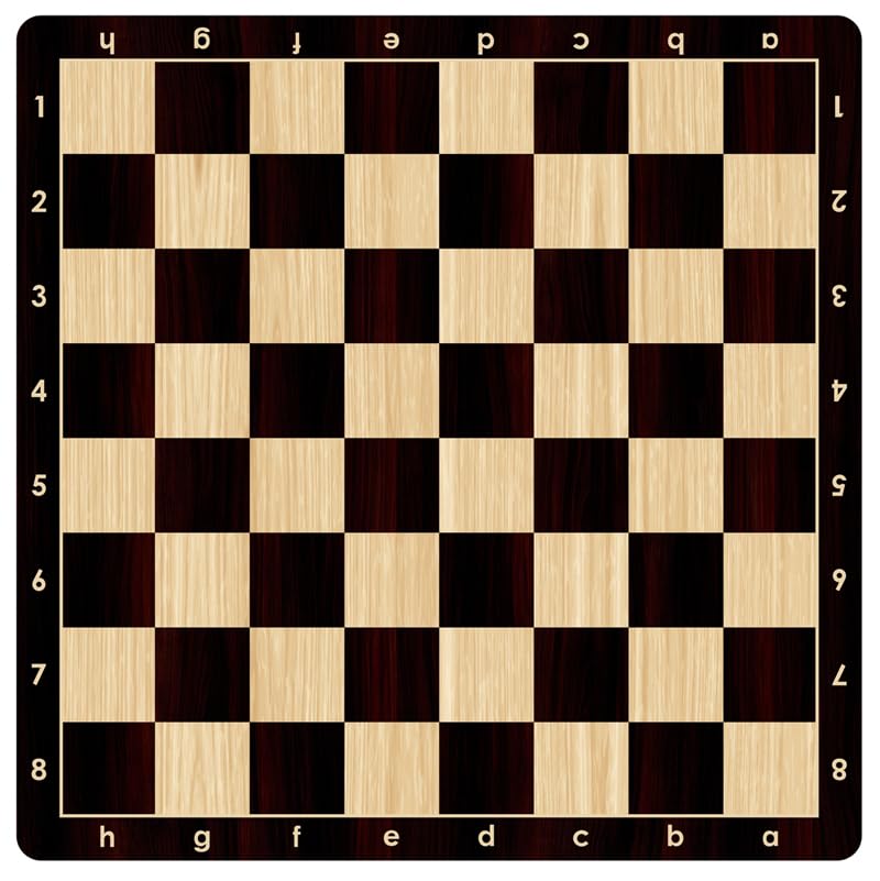 Premium Roll-Up Chess Board 20″ Tournament Size – Soft Rubber Mousepad Material with Realistic Wood Grain Print, Washable & Non-Slip – Alphanumeric Notation, Outdoor/Travel Friendly (Black)