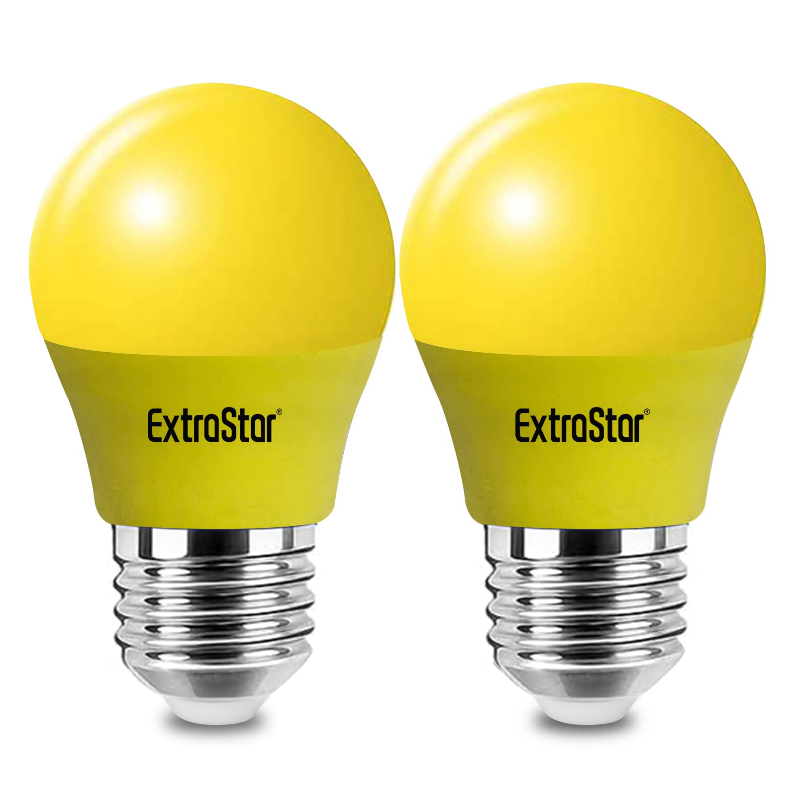 EXTRASTAR E27 LED Light Bulb Yellow, 4W Edison Screw G45 Red Bulb, 180° Beam Angle Lightbulbs for Christmas Holiday Party, Non-Dimmable, Pack of 2