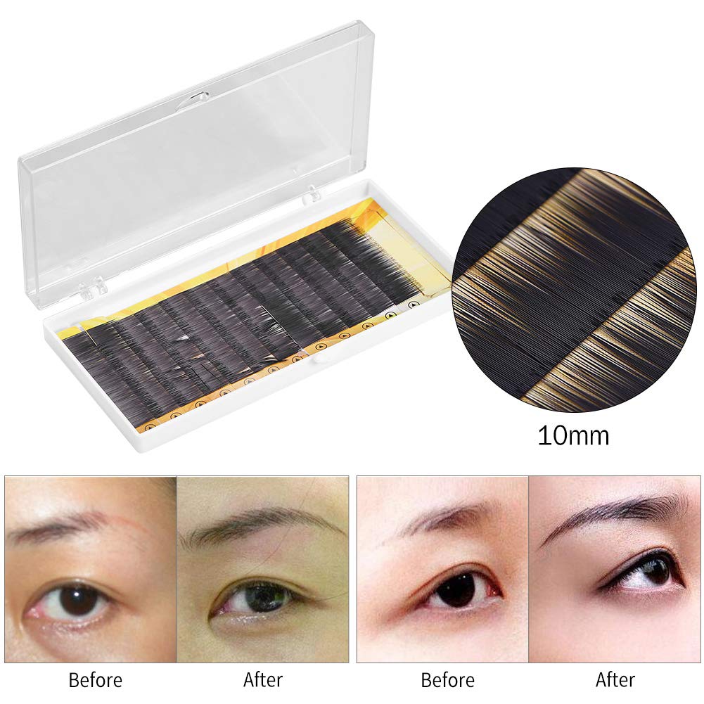 Dioche Eyebrow Extensions, False Eyebrow With Plastic Box, Lash Eyebrow Extensions, Fake Eyebrow Enhancer, Dust Proof And Sanitary 9mm / 10mm / 11mm Black (10mm)