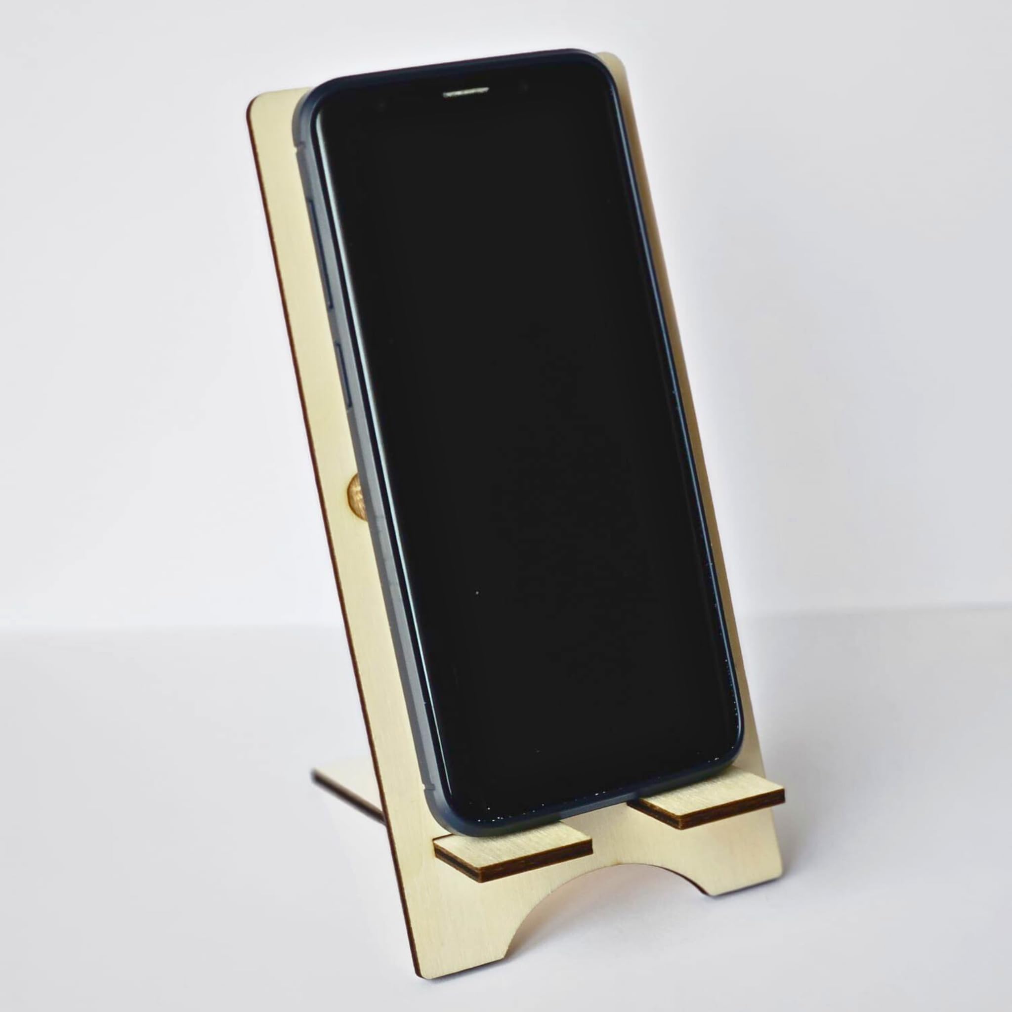 Mangàri Store - Soporte de Teléfono de Madera Personalizado, Diseño con Código QR de Spotify, Mensaje Ti Amo y Grabado de Corazones