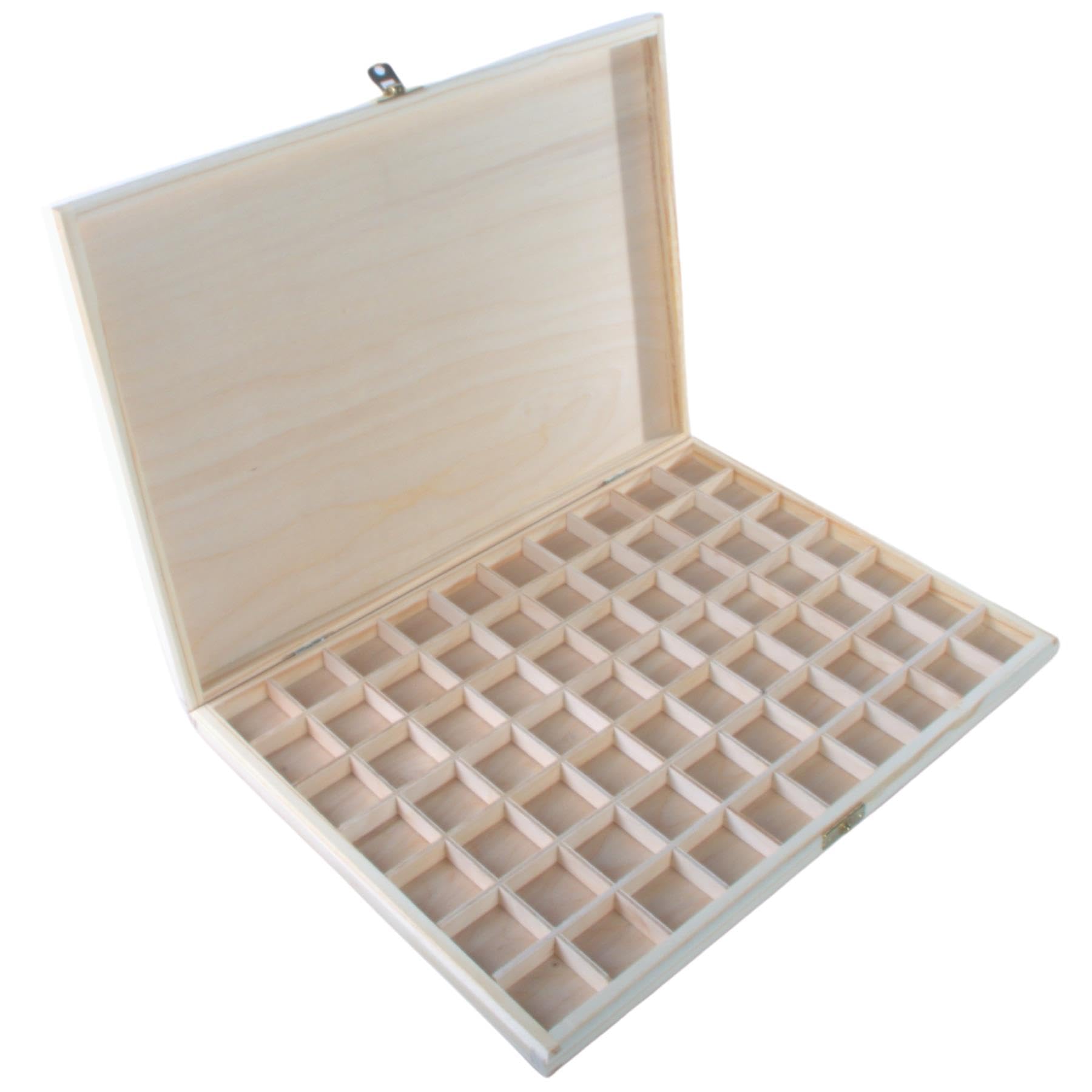Woodeedoo Shallow Slim Wooden Box With 70 Compartments & Clasp Jewellery Gemstone Display Organiser Tray Holder Case 37X26.5X3Cm from B&Q