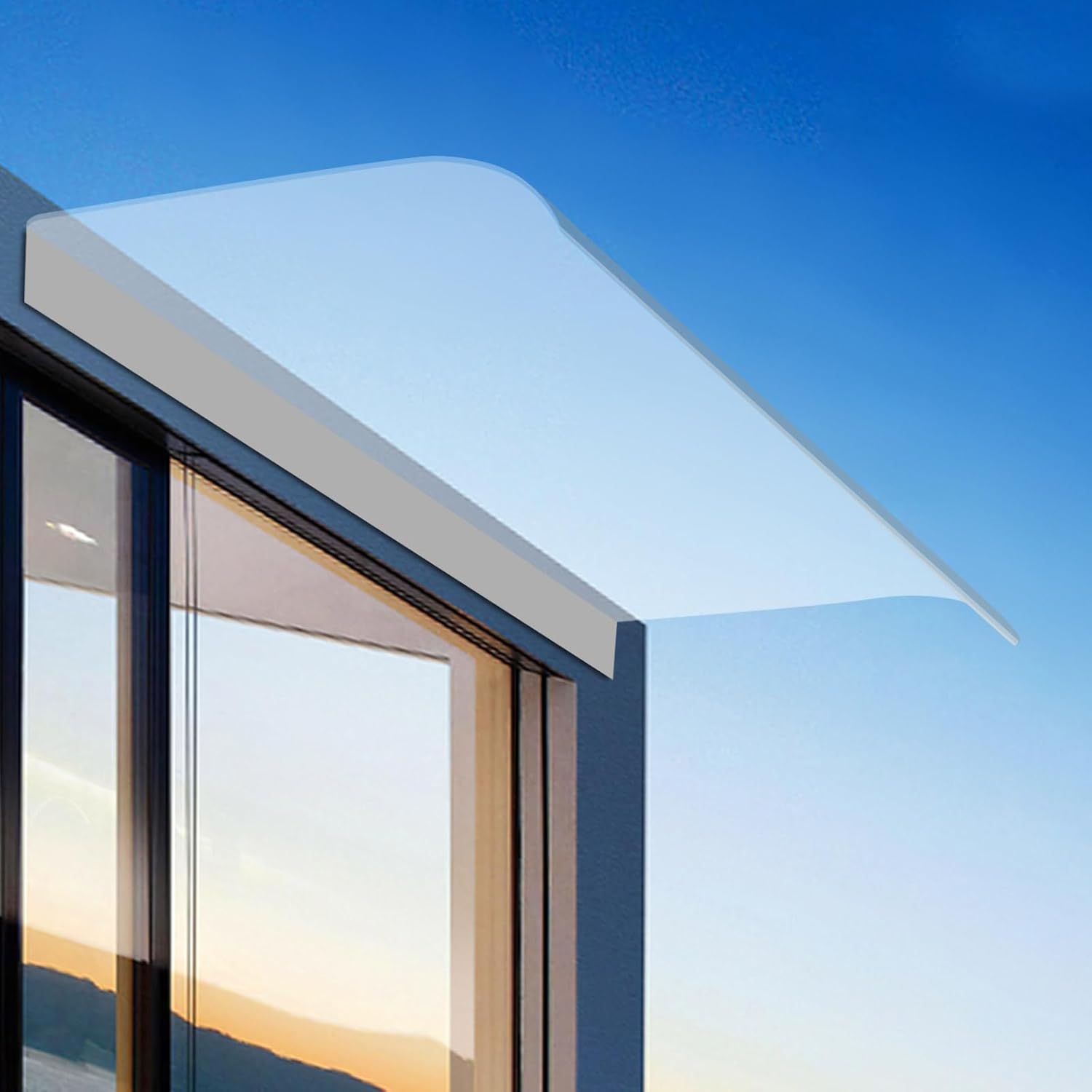 Awning Canopy, Clear Rain Shelter Front Door Awning Canopy, for Window Roof Porch Canopies Cover Polycarbonate (31.5" x 15.75")