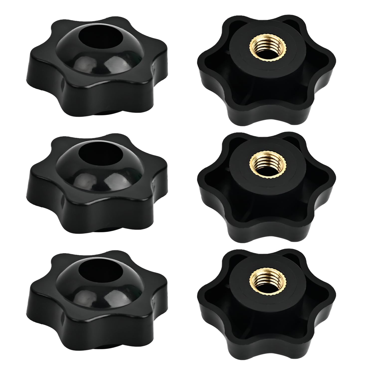 M8 x 38mm Clamping Nuts, 6 Pcs Star Clamping Nuts Knob Grip Screw Plastic Star Nut | Handle Wing Nut for Machines Systems Fitness Equipment Furniture Machine Tools