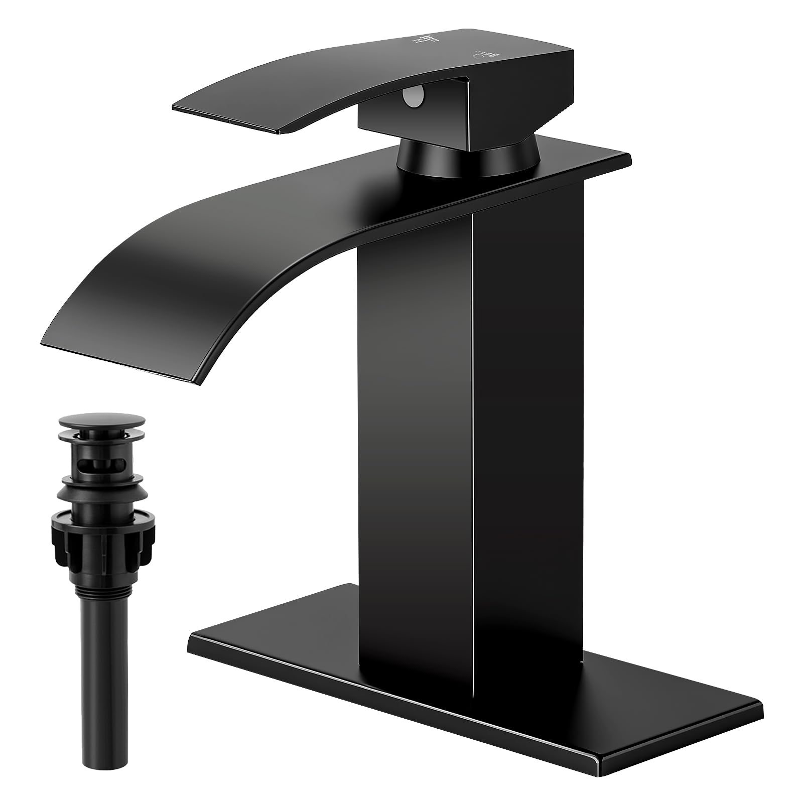 Matte Black Bathroom Faucets Waterfall Bathroom Sink Faucet Single Handle Bathroom Faucet for 1 or 3 Hole Mixer