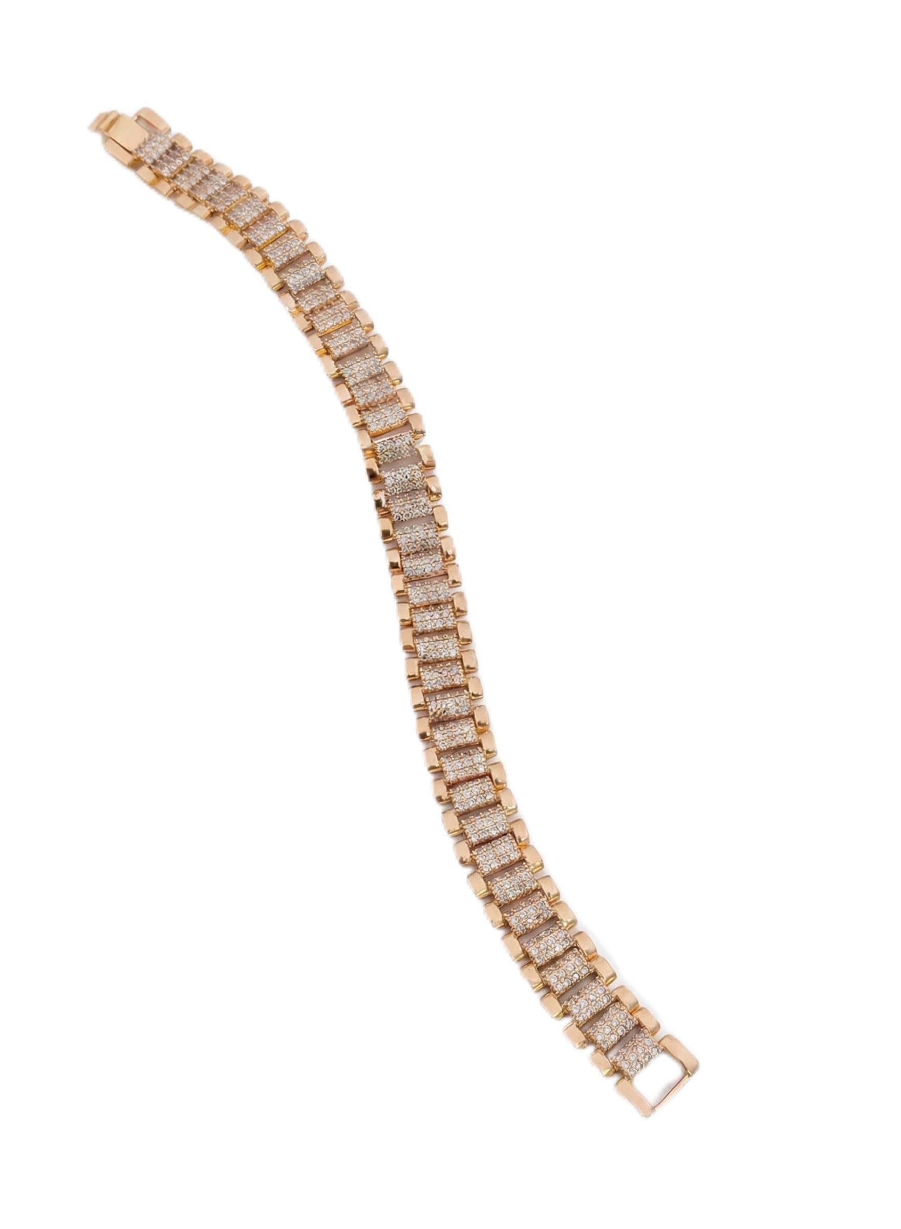 Men’s Rose Gold Bracelet | Premium Hip Hop Style Diamond Wrist Band | Heavy Look Crystal Pave Set Chain | Bold Statement Jewelry Gift for Him, Boyfriend & Husband