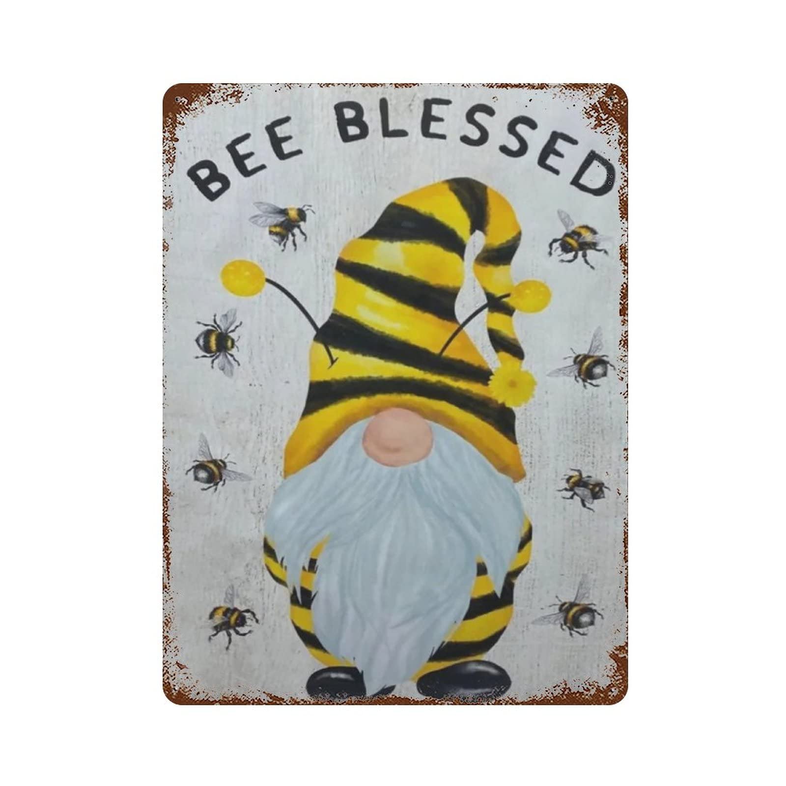 Kwqdozf As Pic Metal Wall Art Retro Bumble Bee Poster Tin Sign Blessed Summer Gnome Vintag
