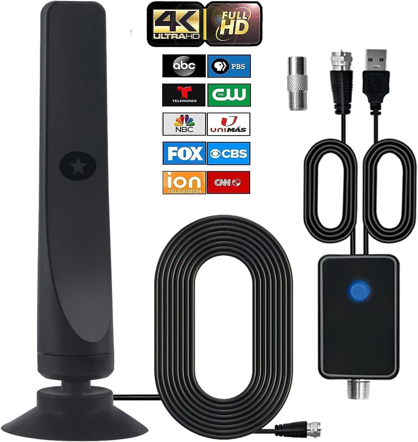 TV Antenna - Digital Antenna for TV Support 4K 1080p Antenna TV Digital HD Indoor -TV Antenna for Smart TV and All Older TV's -Best Powerful Signal Booster and 16FT Coax HDTV Cabl1e [2023 Release]