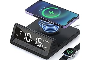 Optimum Sleep Aid: Alarm Clocks for Bedrooms with Charger, Wireless Charging, USB Port, Adjustable Settings