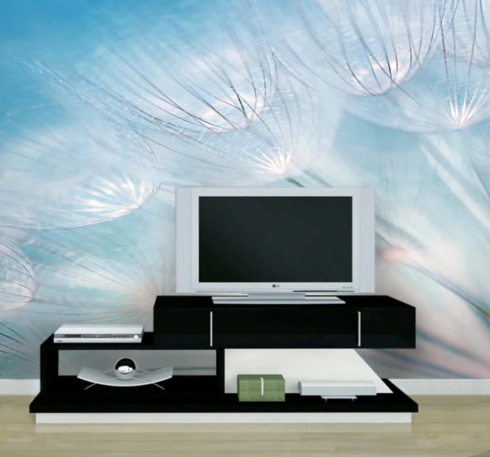 Wallpaper-3D-Xlm 250Cm×170Cm(B×H) Fresh Minimalist Three Dimensional Blue Dandelion 3D Wallpaper Easy Install Feature Office Living Room Sofa Bedroom Tv Background Wall Decoration-250Cm×170Cm