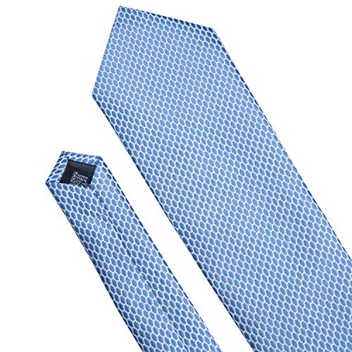 Image of Barry.Wang Plaid Ties Check Mens Necktie Set with Handkerchief Cufflinks Classic Stripe