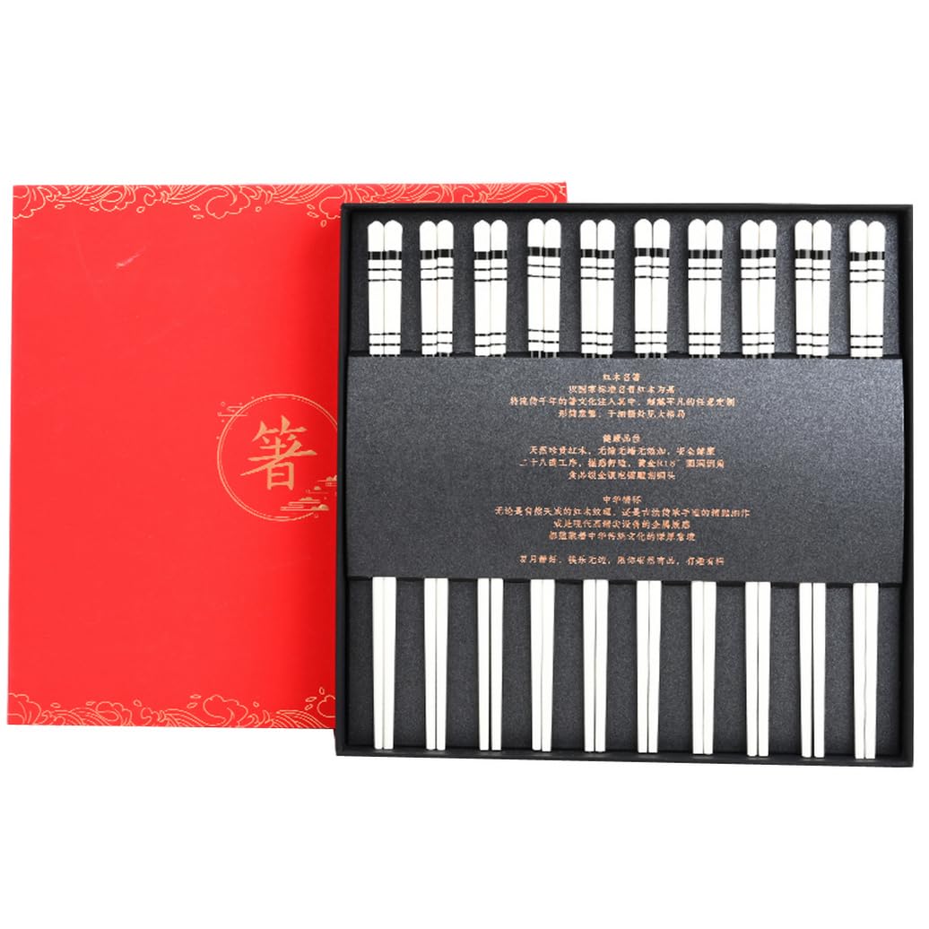 Bopsticks en Porcelaine Premium Ensemble avec boîte-Cadeau, Baguettes en Porcelaine d'os Chinois de Haute qualité, Baguettes en céramique réutilisables 10pairs