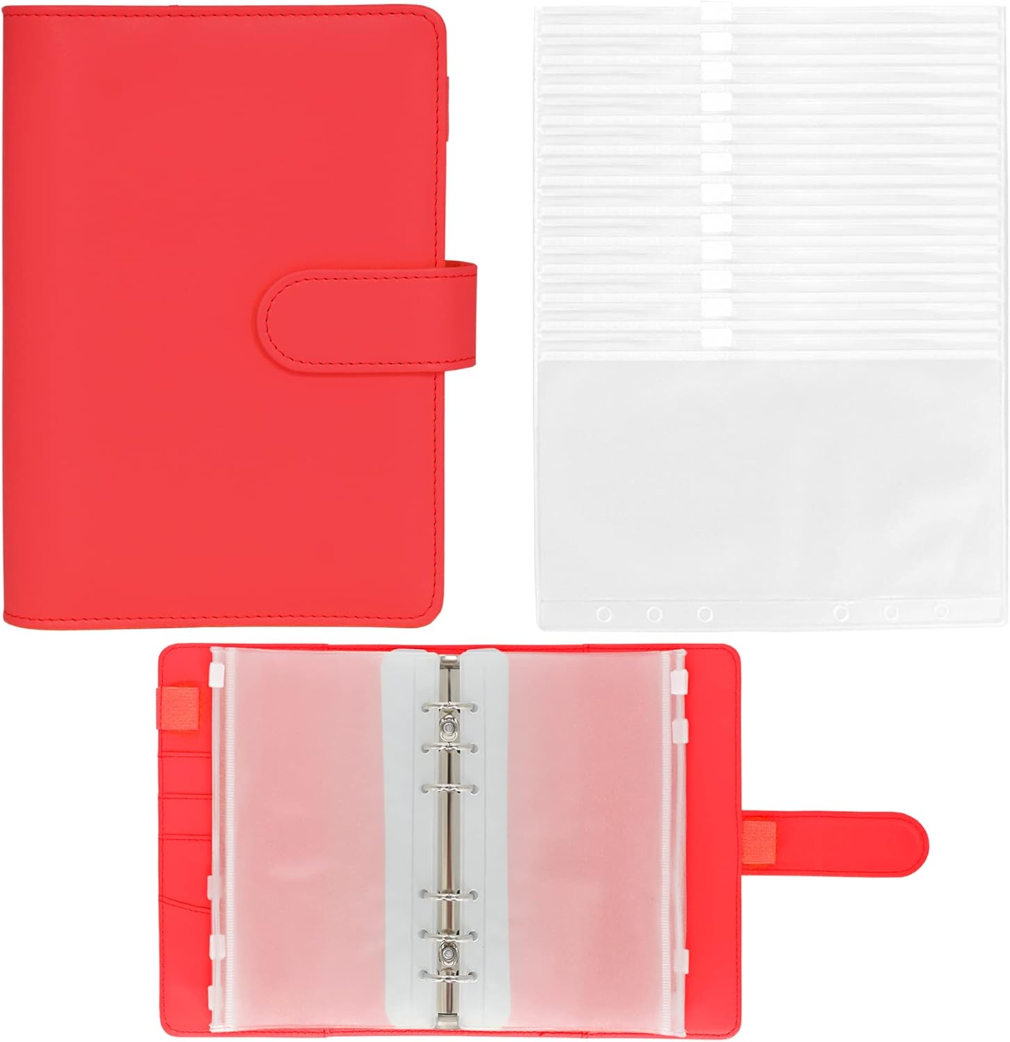 Twavang 15 PCS A6 Binder Pockets with PU Leather Notebook