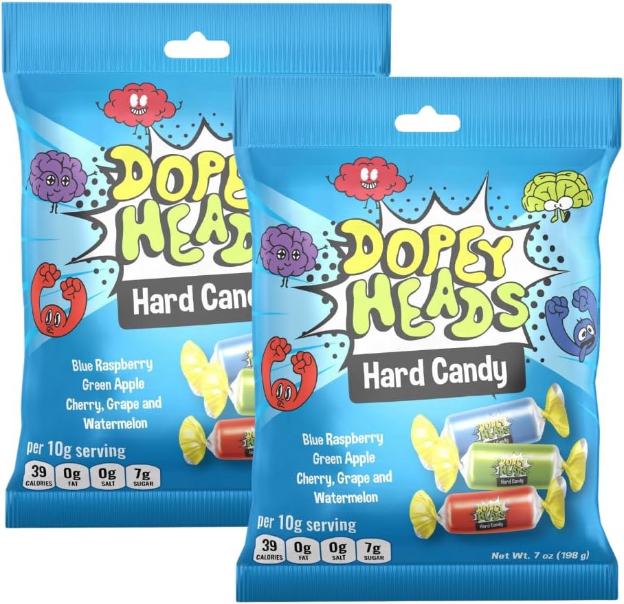 HALAL | Assorted Hard Candy | Five Flavours | Blue Raspberry | Apple | Cherry | Grape | Watermelon | Pack of 2 | Weight 198g (7 oz) Each (Assorted Hard Candy)