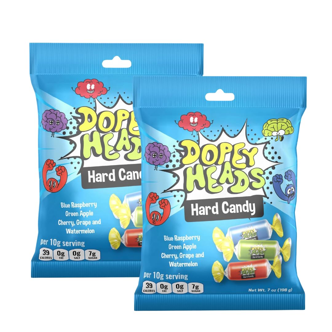 HALAL | Assorted Hard Candy | Five Flavours | Blue Raspberry | Apple | Cherry | Grape | Watermelon | Pack of 2 | Weight 198g (7 oz) Each (Assorted Hard Candy)