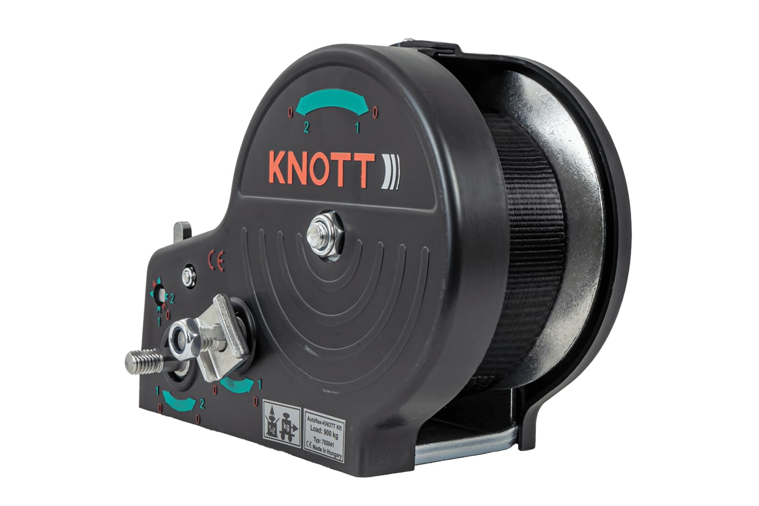 KNOTT Manuelle Gurtbandwinde 900 kg Seilwinde mit 7 m Gurt und Gehäuse, Handseilwinde 2-stufig 4:1/8:1 Übersetzung für Bootsanhänger und Trailer 6X0017.311