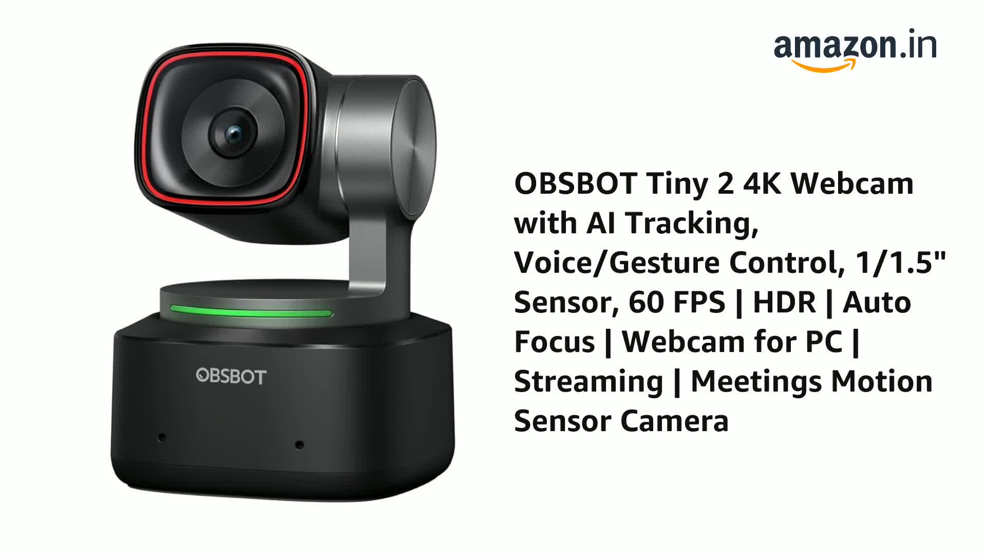 OBSBOT Tiny 2 4K Webcam with 1/1.5
