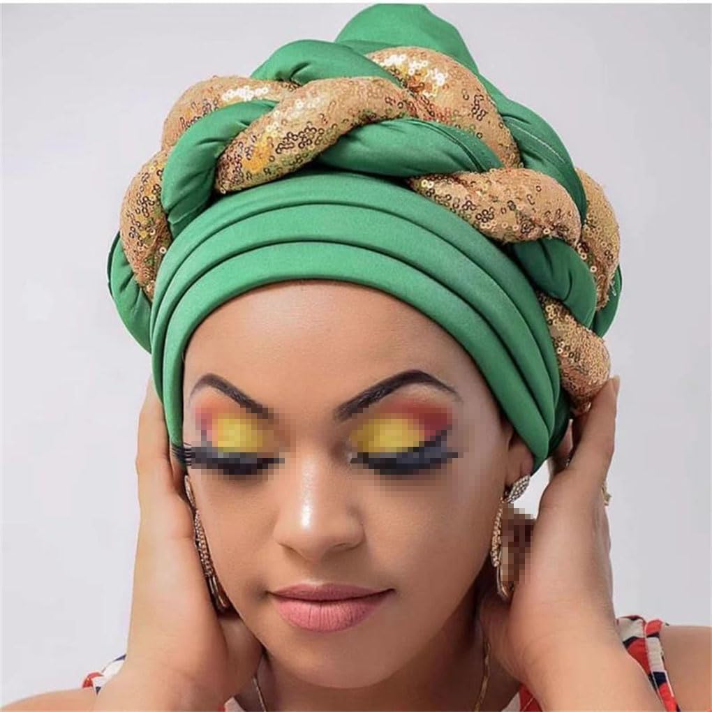 African Auto Geles Headtie bereits hergestellte Headties Shinning Pailletten Turban Cap für Frauen weibliche Kopfwickel