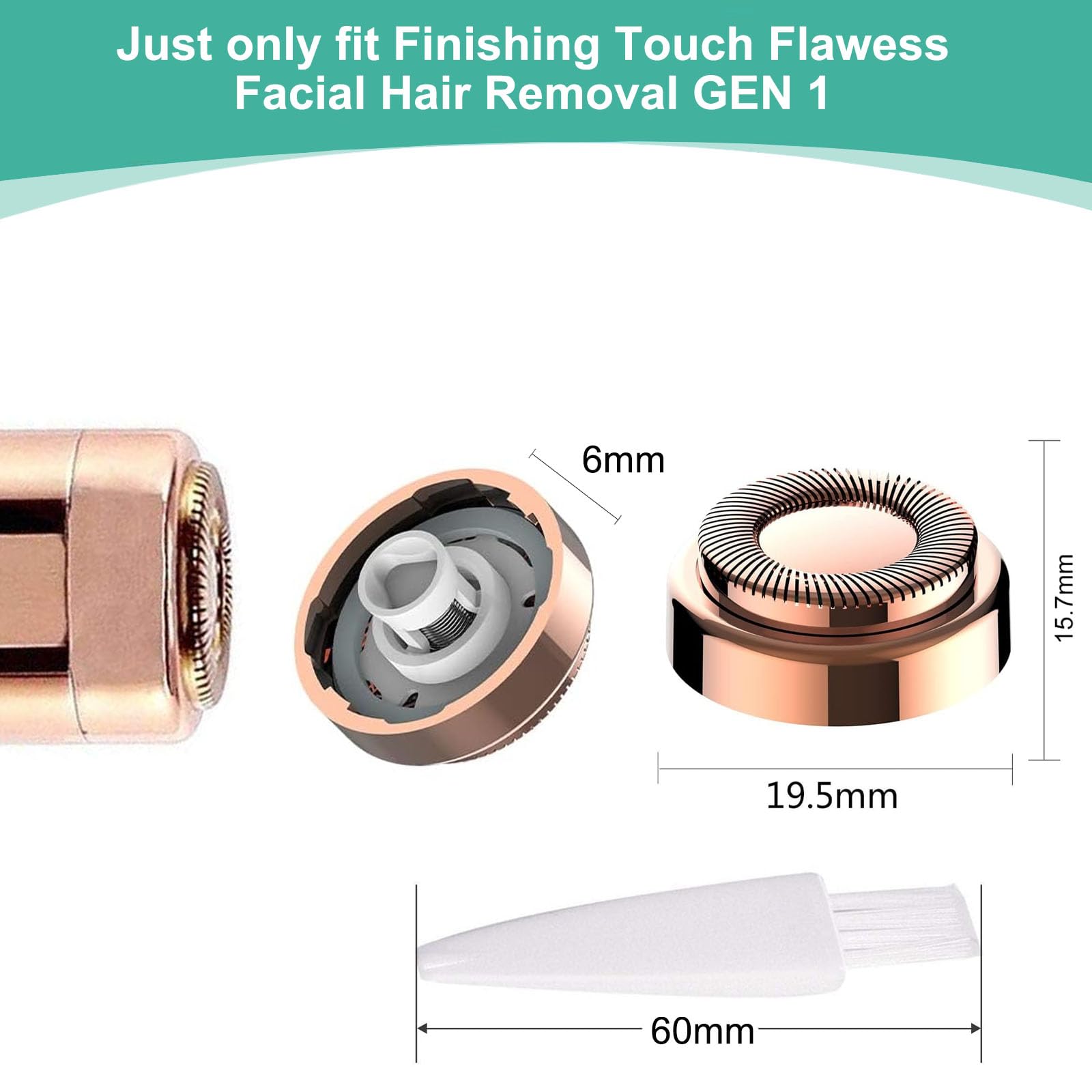 4 Stück Gesichtshaarentferner Ersatzköpfe Kompatible mit Fin-ishing Touch Flawless Generación 1 Elektrorasierer für Lippen Kinn Wangen 18-karätigen vergoldeten Scherkopf