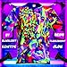 aofmoka Neon Blacklight Reflective Glow Boys Men Women Kids Light Party Rave Graphic Splatter Spectrum Festival Radiant Paint Pulse Vibrant Night Energy Dynamic Visual Spectacle Large T-Shirt