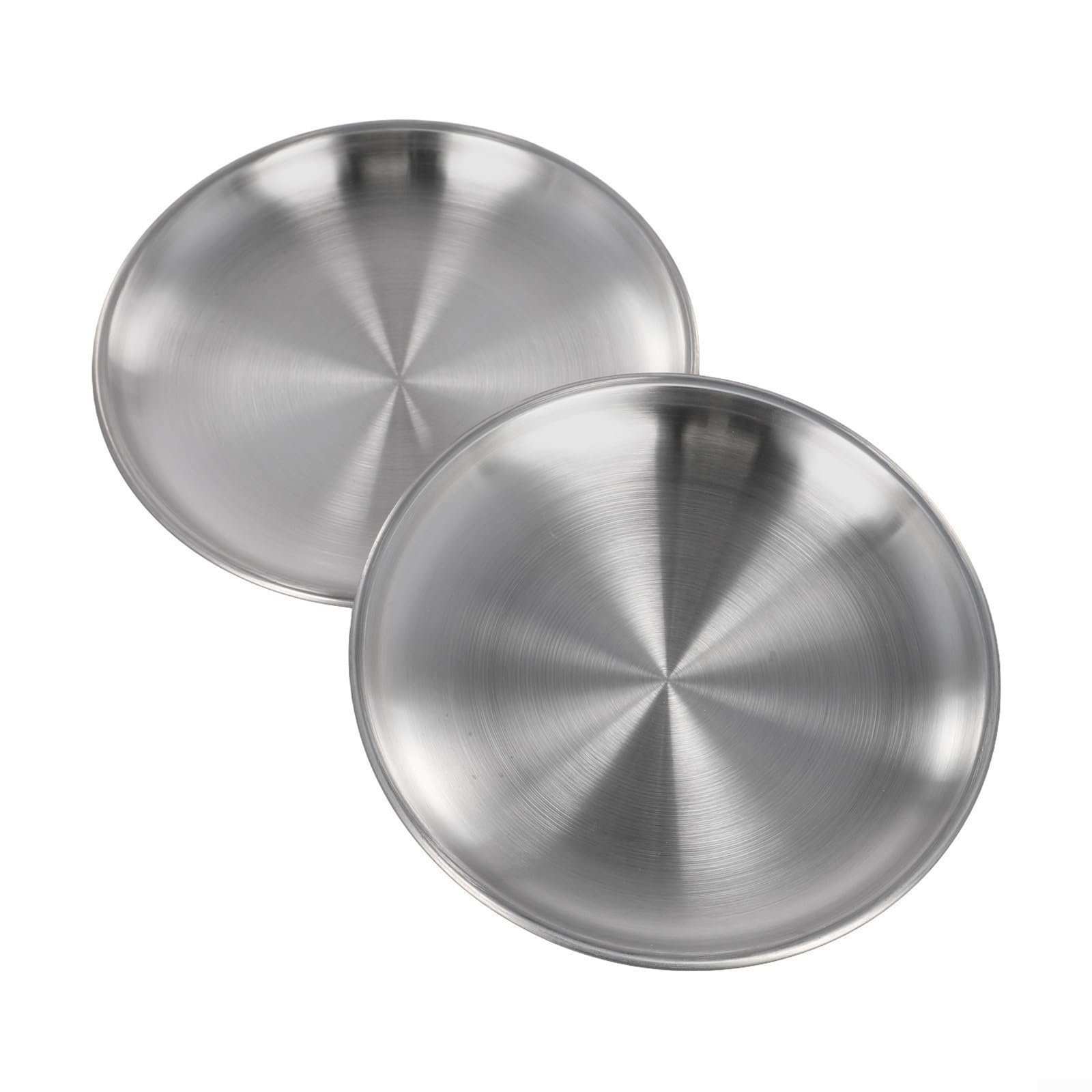 2 piatti rotondi in acciaio inox per campeggio e cucina, perfetti per i pasti (30 x 1,6 cm)