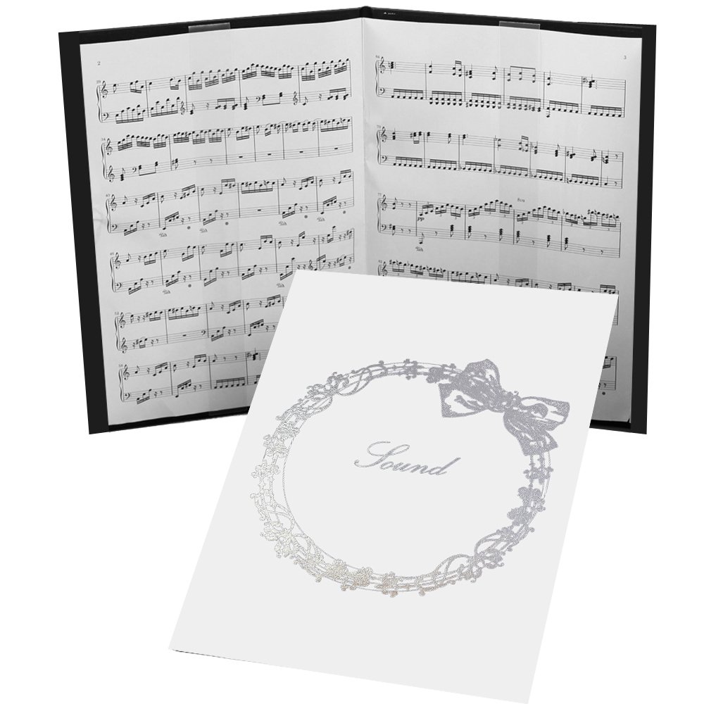 Amazon.co.jp: 楽譜ファイル 楽譜台紙 2ページ(譜面止め付き) リボン柄