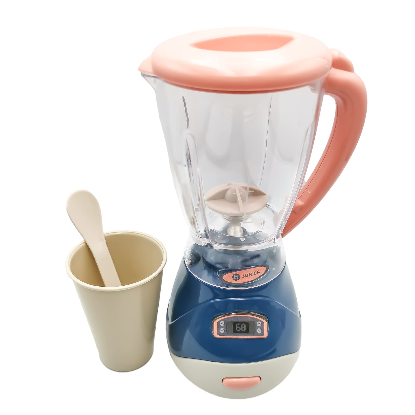 Blender Toy, Kitchen Pretend Play Set with Realistic Light Sound Play Food Kitchen Accessories Set Complete with Cup & Spoon Pretend Play Kitchen for Toddlers Age 3+