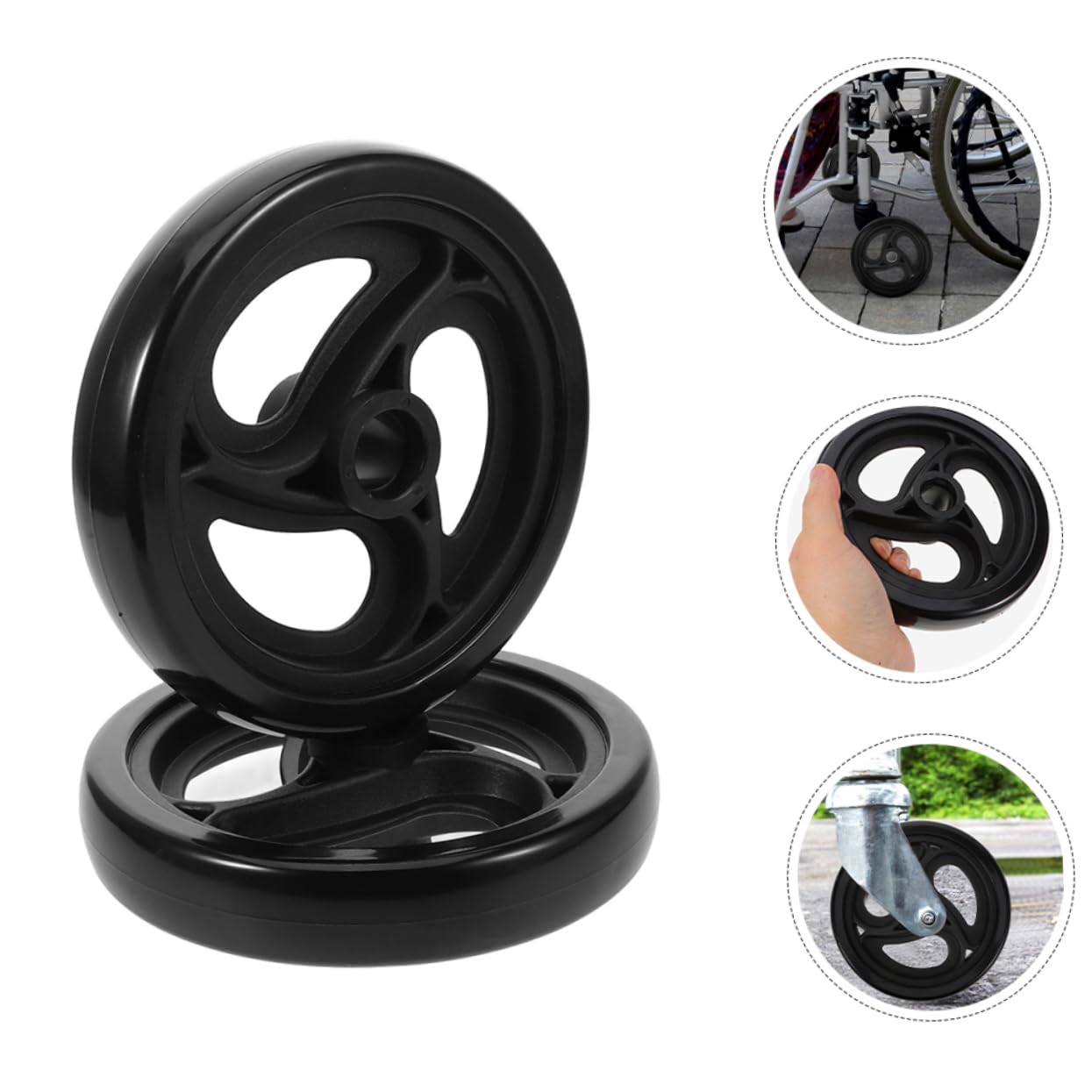 COLLBATH Heavy Duty Shopping Cart Wheels 2pcs Replacement Grocery Cart Wheels Rolling Casters for Shopping Basket or Trolley