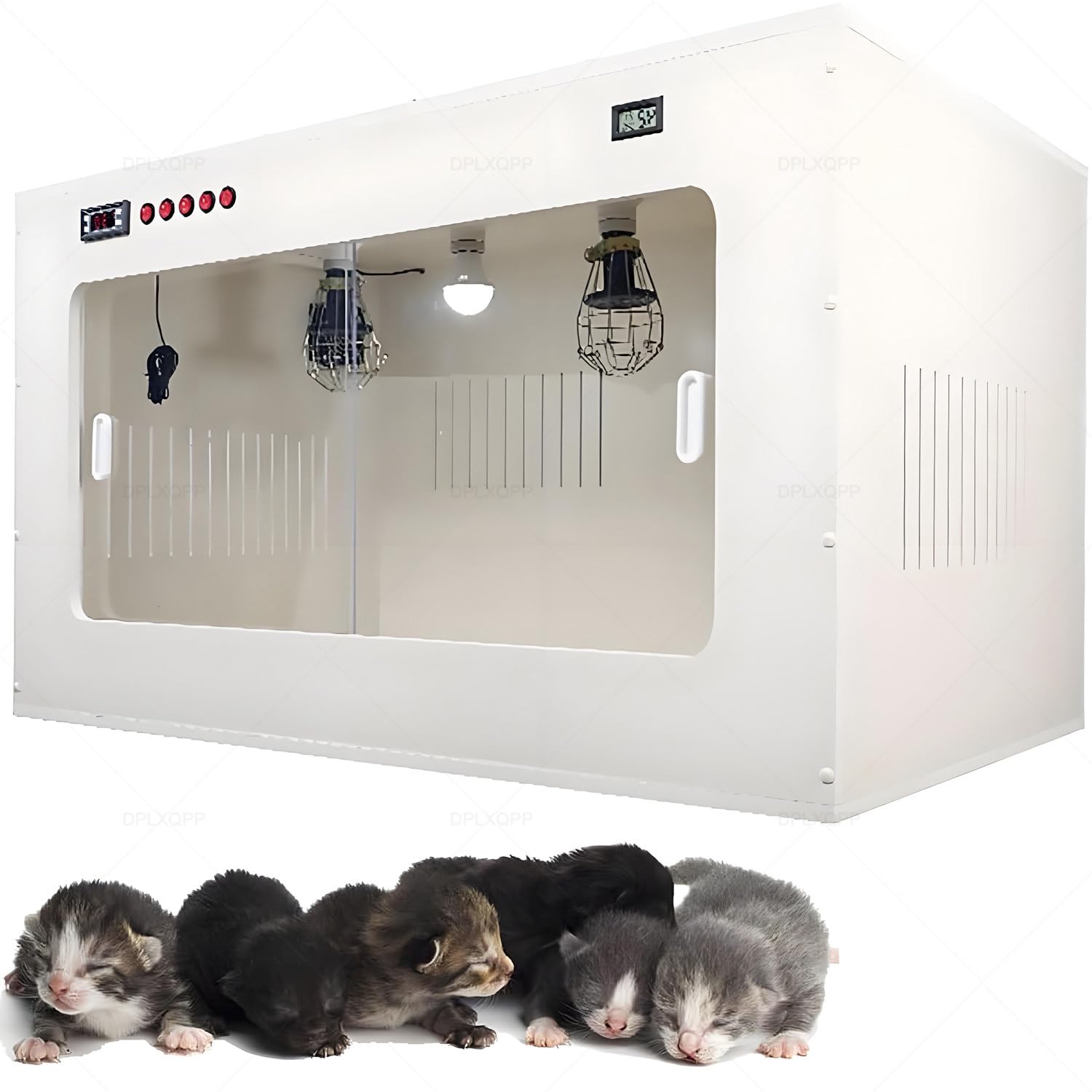 Incubatrice riscaldata per animali appena nati, controllo intelligente della temperatura con lampada termica in ceramica, aria circolante, porta acrilica visiva per vivaio