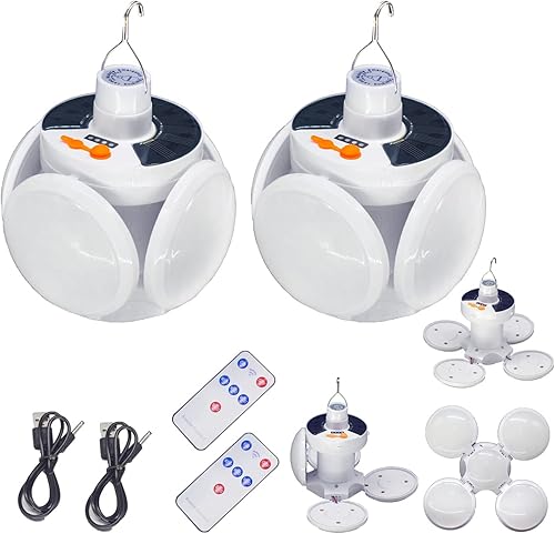 Lámpara de linterna solar plegable para camping, luz colgante de tienda de campaña con control remoto, 45 LED USB 4000 mAh, batería recargable,