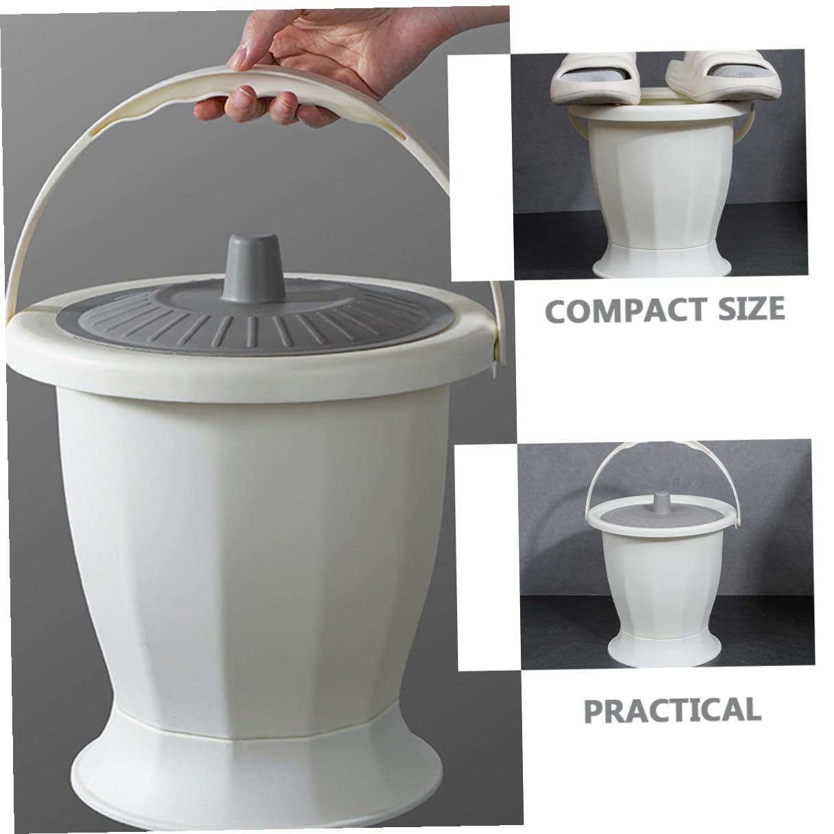 Vaso da Camera Portatile per Adulti in Plastica Coperchio 1 Pezzo | Casa e'Aperto, Riduce le Perdite, Superficie Antimacchia, Adatto a Anziani e Disabili