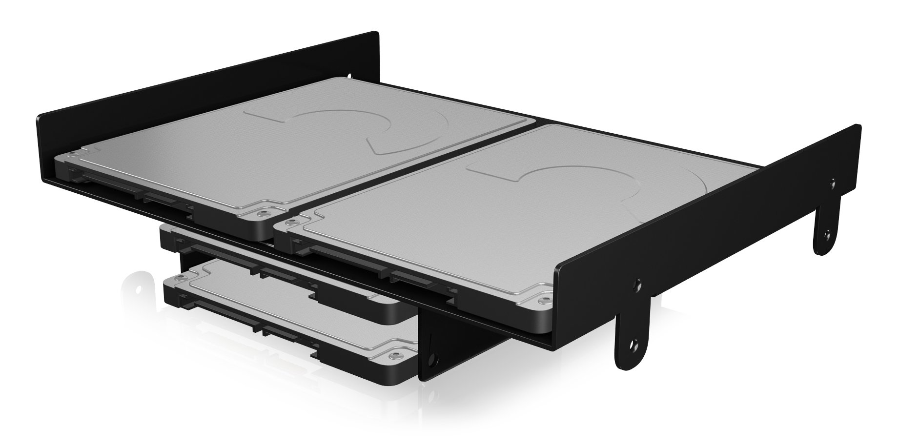 ICY Box IB-5251 Cadre D'Installation Triple Pour 2x HDD/SSD 2.5" Et 1x HDD 3.5" En Baie 5.25" - Sans Vis, Anti-Vibrations