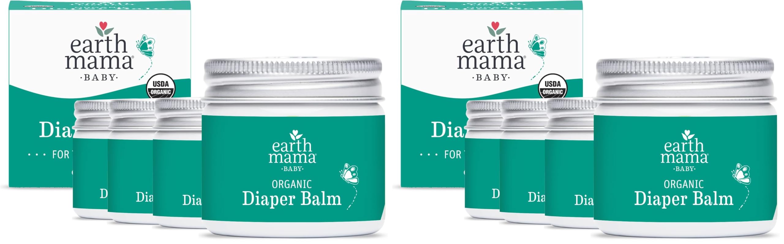 Earth Mama Organic Diaper Balm 2-Ounce | Diaper Cream for Baby | EWG Verified, Petroleum &amp; Artificial Fragrance-Free with Calendula for Sensitive Skin (8-Pack)
