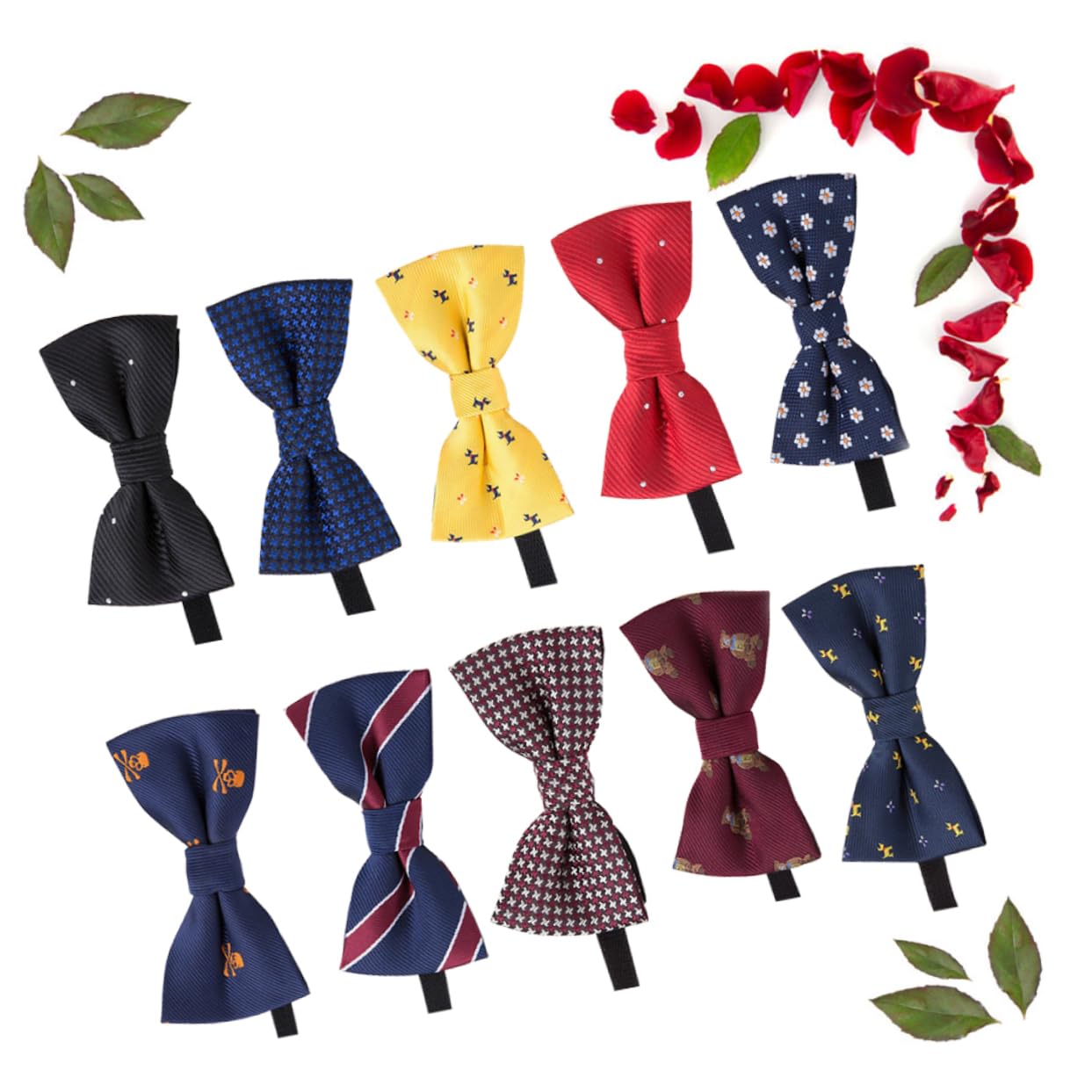 40piezas Conjunto De Pajaritas De Poliéster Diseño Clásico y Estampado Aleatorio Accesorio Para Fiestas Bodas y Celebraciones