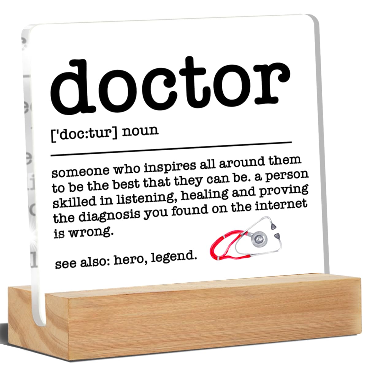 Doctor Gifts for Women Men, Gifts for Doctors Retirement Graduation Appreciation Doctor Definition Acrylic Desk Plaque Sign Clinic Office Decor 4 x 4 Inches
