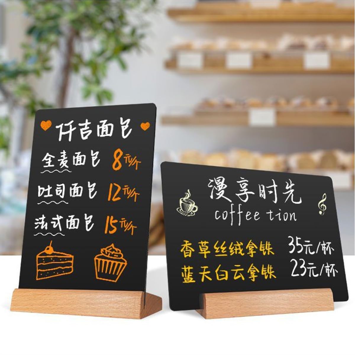 5 Lavagnette Per Messaggi Con Supporto Legno - Bifacciali, Per Tavola E Decorazione - Foto 9