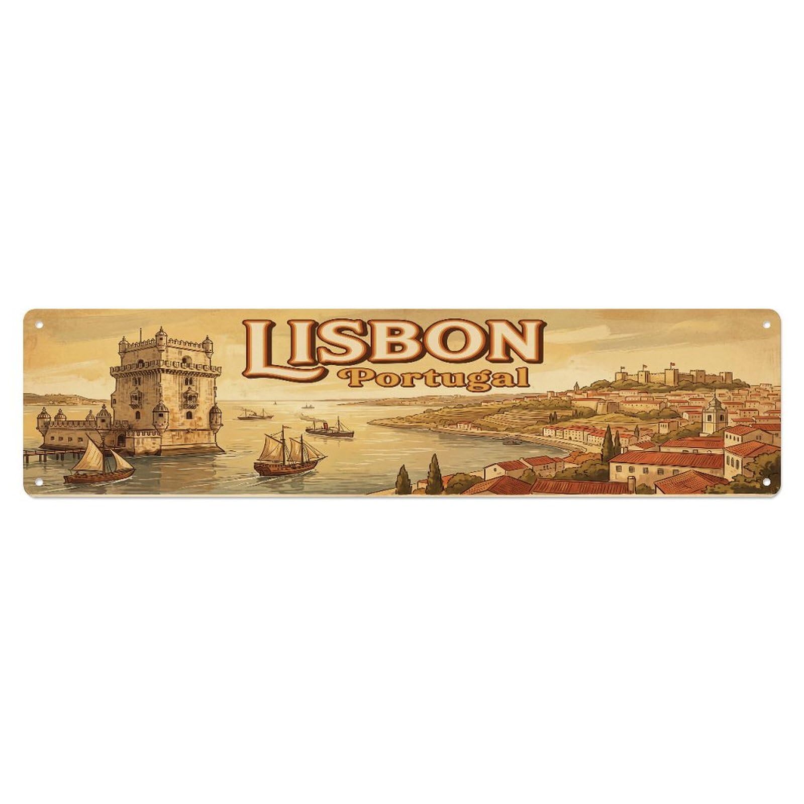 Tgrcjimh Style Metal Tin Sign Portugal Lisbon Retro Travel