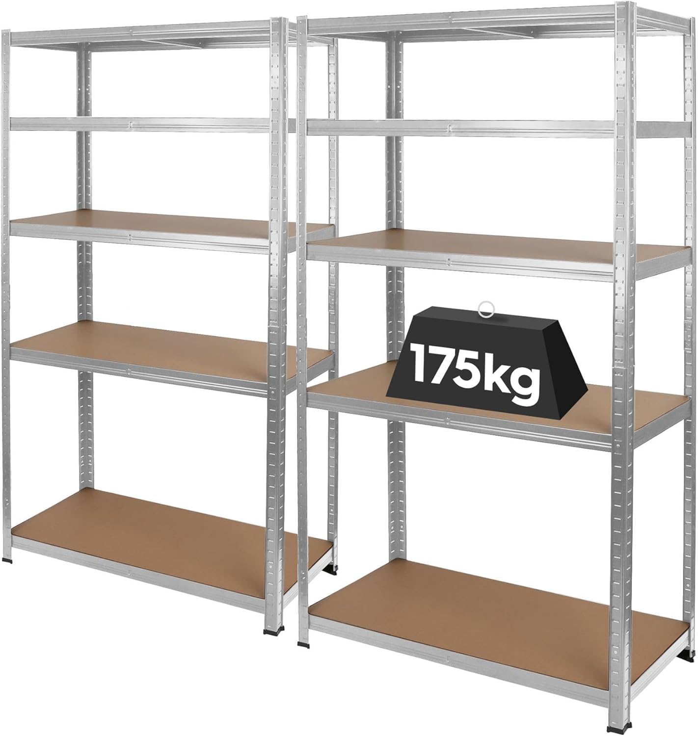 Huini 5 Tier Garage Shelving Units - Heavy Duty Galvanised Adjustable Shelf Racking Unit Storage Rack 875KG Capacity Metal Shelves Boltless Workshop, Shed, Office 150cm x 70cm 30cm