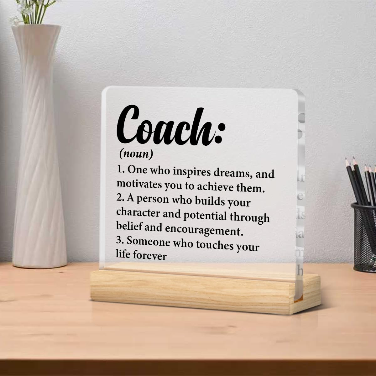 Thank You Coach Gifts for Women Men, Appreciation Gift for Coach Trainer Clear Acrylic Desk Decor Decorative Sign for Home Office, 4 x 4 Inches