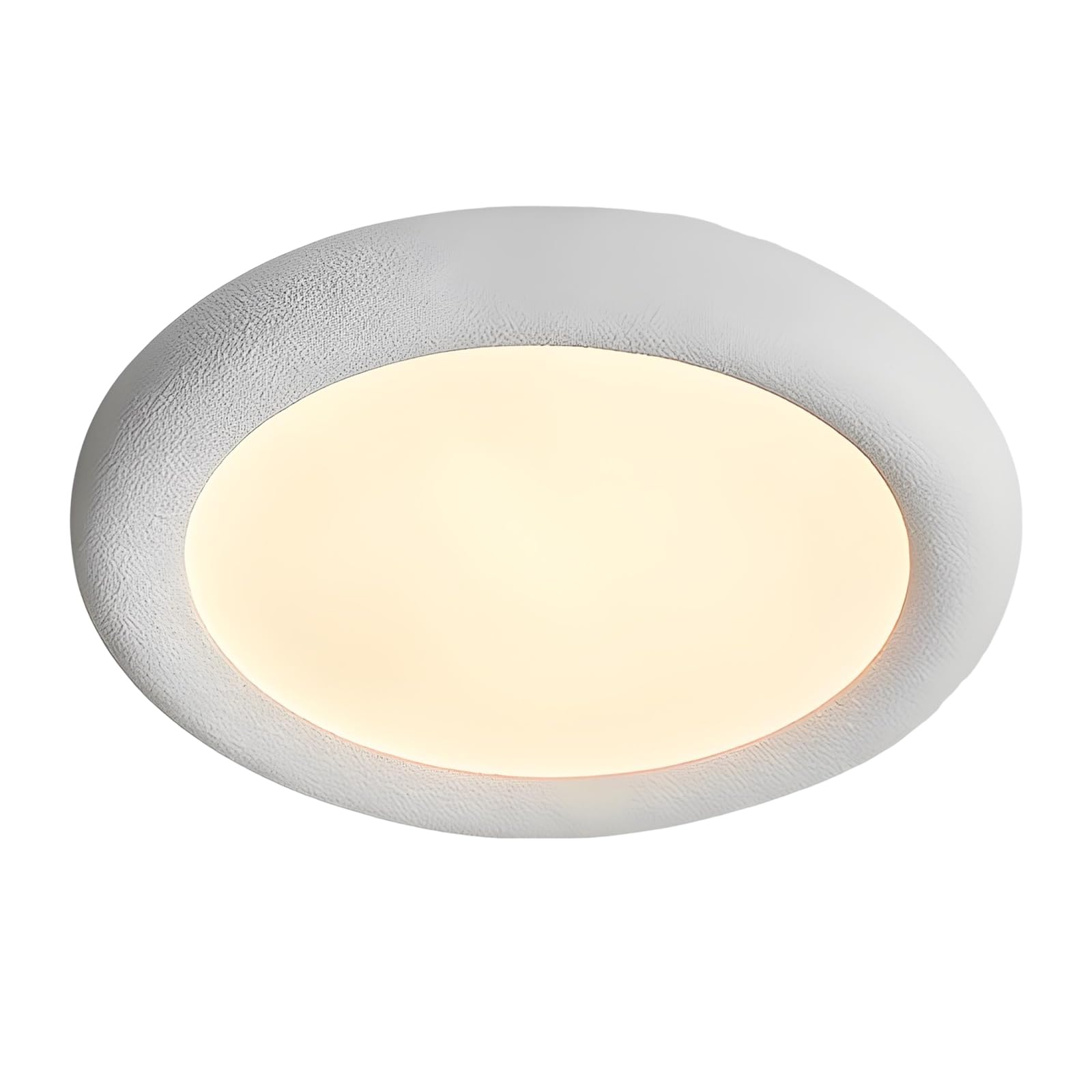 YNVIOZM Modern LED Ceiling Light, Minimalist White Resin Flush Mount Ceiling Lamp, Round Lighting Fixtures with Acrylic Lampshade for Bedroom Living Room Dining Room Laundry