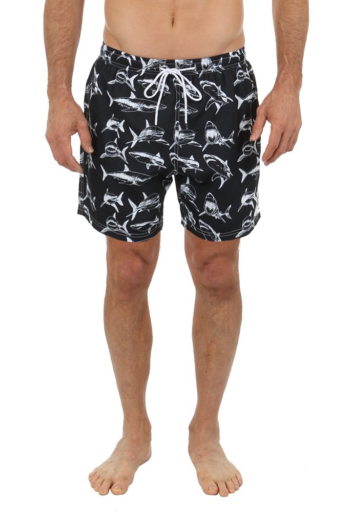 Uzzimens Swim Trunks Shark Print Shorts With Mesh Lining