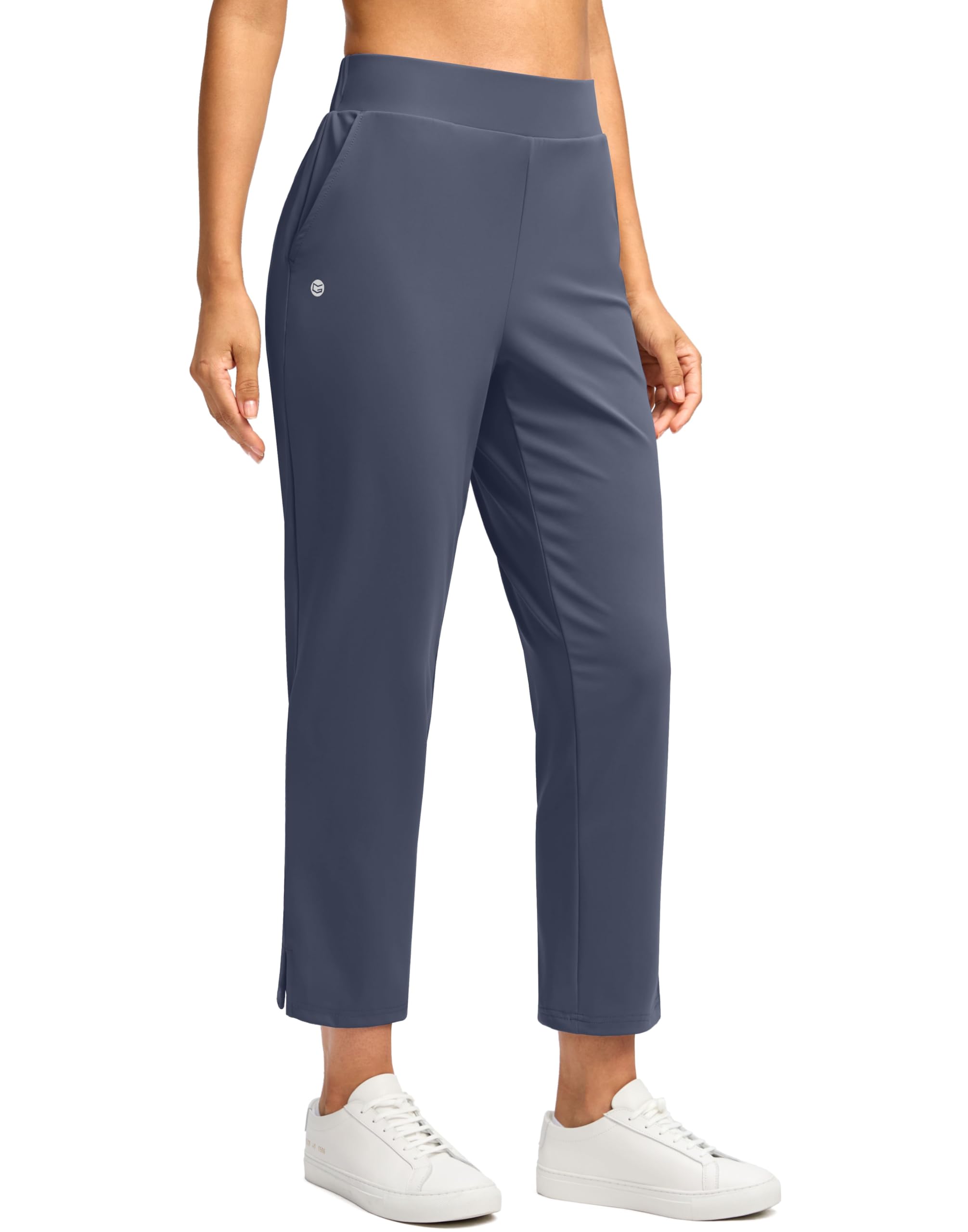 G Gradual Women's Pants Ankle 7/8 Golf Pants 3 Pockets Stretchy Petite Travel Pants Inner Drawstring for Work Business Casual
