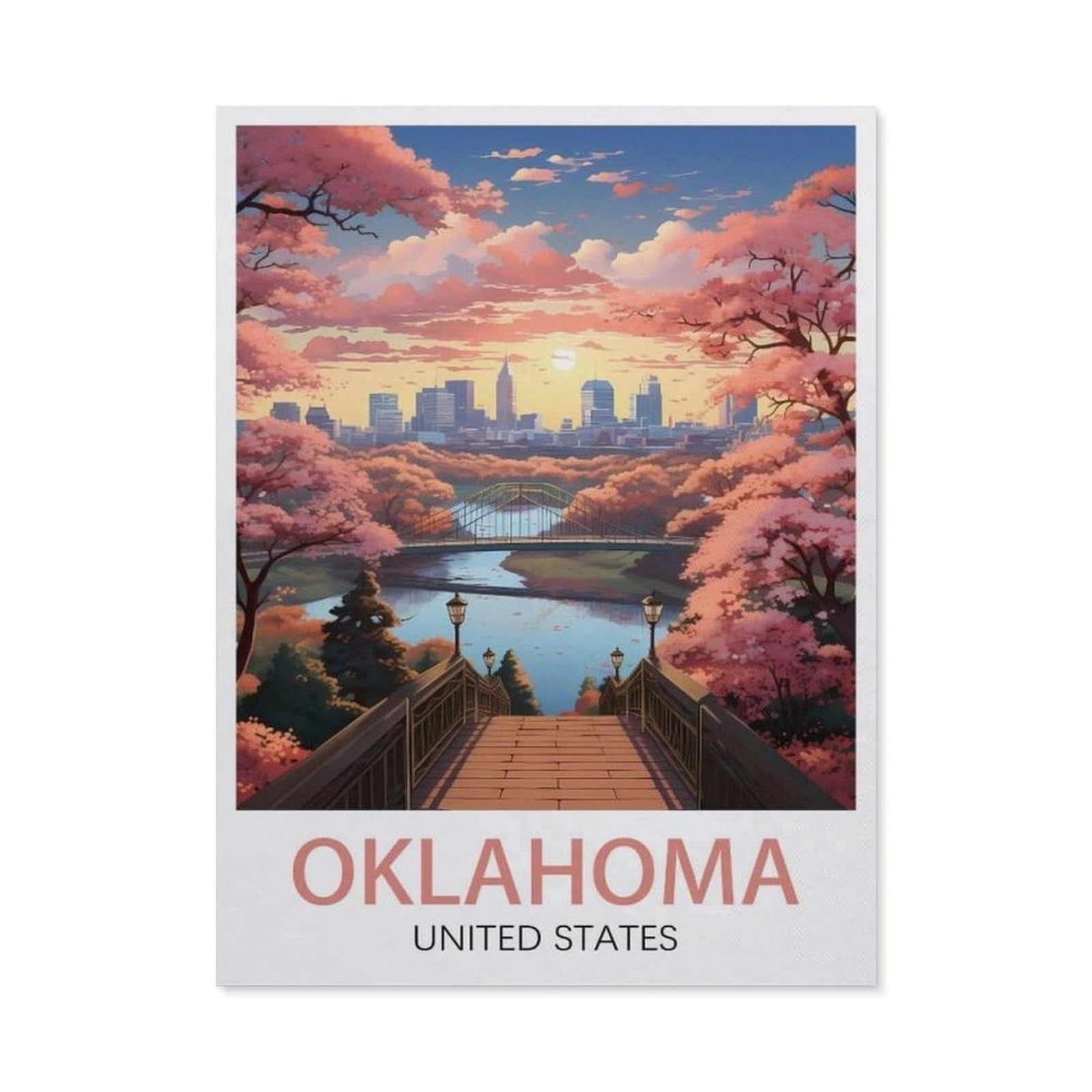 Puzzles for Adults Jigsaw Puzzles 1000 Pieces for Adults Kids,Oklahoma vintage travel poster,Wood Puzzle Jigsaw Puzzle Artwork Intellective Educational Toys Gifts(75x50cm)-AZ81 — image 1