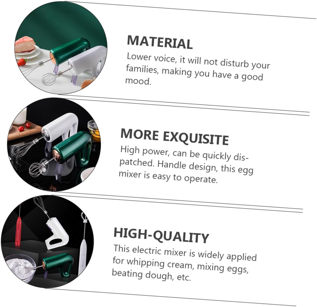 KICHOUSE 1Pc High Power Handheld Electric Egg Whisk Cream Mixer Multi Speed Portable Mixer for Whipping Cream Beating Eggs and Baking Compact Design for Easy Storage and Travel