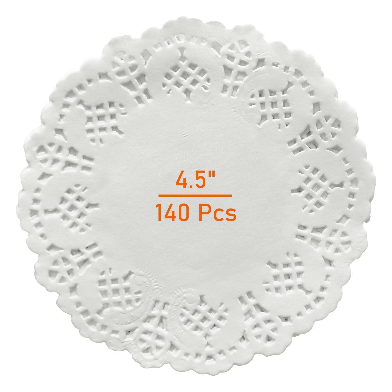 Lahviuu Paper Doilies 140 Pcs White Round Doilies Lace Paper Placemats for Buffet Cake Fried Food Party Wedding Tableware Decoration (4.5inch)