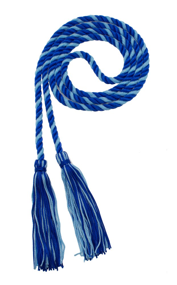 Tassel Depot Graduation Honor Cord - Royal/Light Blue - Every School Color Available - Made In Usa